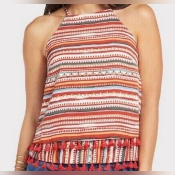 NWT Evereve Sunday in Brooklyn  Desert Stripe Tiered Tassel Tank Top XS - Picture 3 of 13
